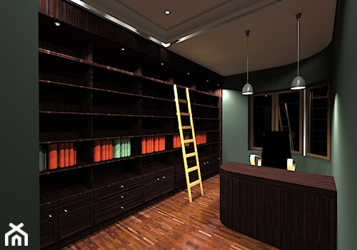 WIlla w Markach - Duże z zabudowanym biurkiem zielone biuro, styl tradycyjny - zdjęcie od Jackob Design - The Perfect Studio