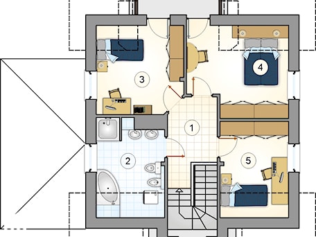 Aranżacje wnętrz - Domy: Porto II - Rzut poddasza - Studio Atrium. Przeglądaj, dodawaj i zapisuj najlepsze zdjęcia, pomysły i inspiracje designerskie. W bazie mamy już prawie milion fotografii!