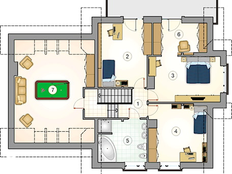 Aranżacje wnętrz - Domy: Jupiter V - Rzut poddasza - Studio Atrium. Przeglądaj, dodawaj i zapisuj najlepsze zdjęcia, pomysły i inspiracje designerskie. W bazie mamy już prawie milion fotografii!