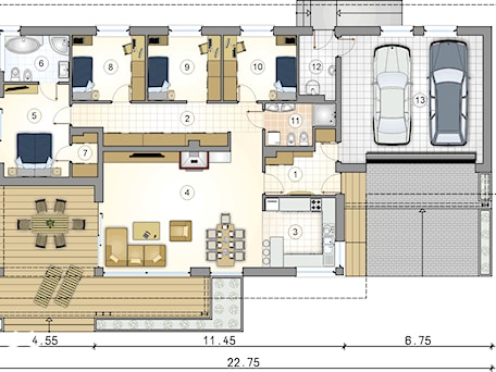 Aranżacje wnętrz - Domy: Madera - Rzut parteru - Studio Atrium. Przeglądaj, dodawaj i zapisuj najlepsze zdjęcia, pomysły i inspiracje designerskie. W bazie mamy już prawie milion fotografii!