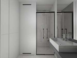 011 - Średnia na poddaszu bez okna z lustrem z punktowym oświetleniem łazienka - zdjęcie od IDI Studio