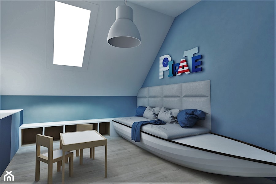 011 - Średni biały niebieski pokój dziecka dla dziecka dla chłopca dla dziewczynki - zdjęcie od IDI Studio