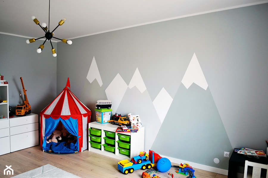 Dom wolnostojący Rumia 140m2 - Średni szary pokój dziecka dla dziecka dla chłopca, styl skandynawski - zdjęcie od IDS projektowanie wnętrz