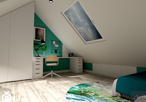 Pokój dla nastolatki - Duży biały zielony pokój dziecka dla nastolatka dla chłopca, styl nowoczesn ... - zdjęcie od Ale!home Projektowanie i aranżacja wnętrz