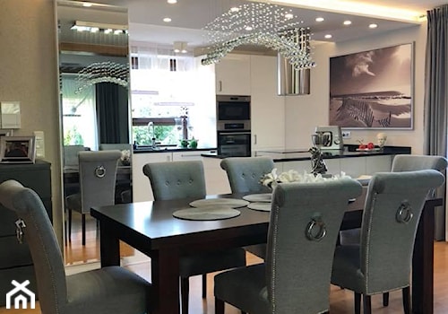 Metamorfoza Kuchni 2018 - Średnia beżowa jadalnia w salonie w kuchni, styl glamour - zdjęcie od Renata Olejarska