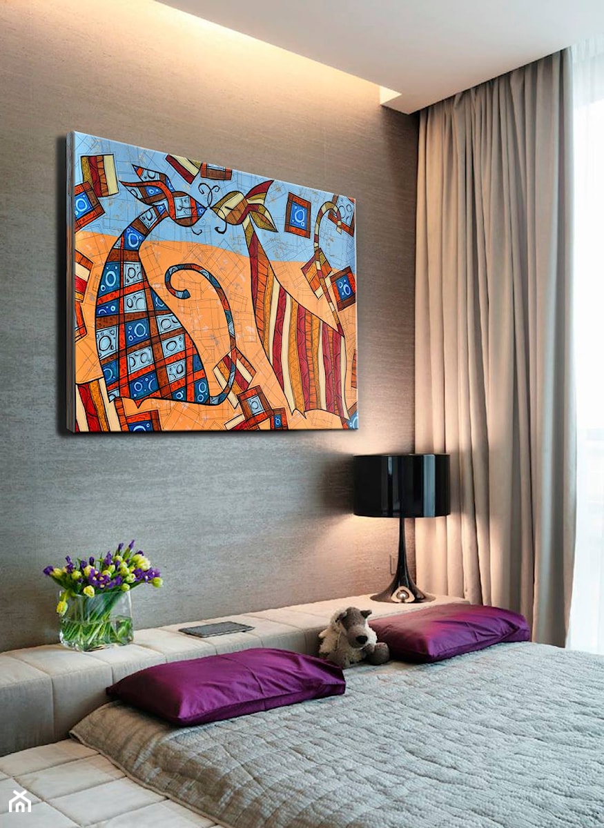 Sypialnia zaranżowana z obrazm Mariny Czajkowskiej 4MARA - zdjęcie od 4MARA- Galeria Sztuki