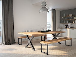 Aranżacje - Duża biała jadalnia w salonie w kuchni, styl minimalistyczny - zdjęcie od GTV