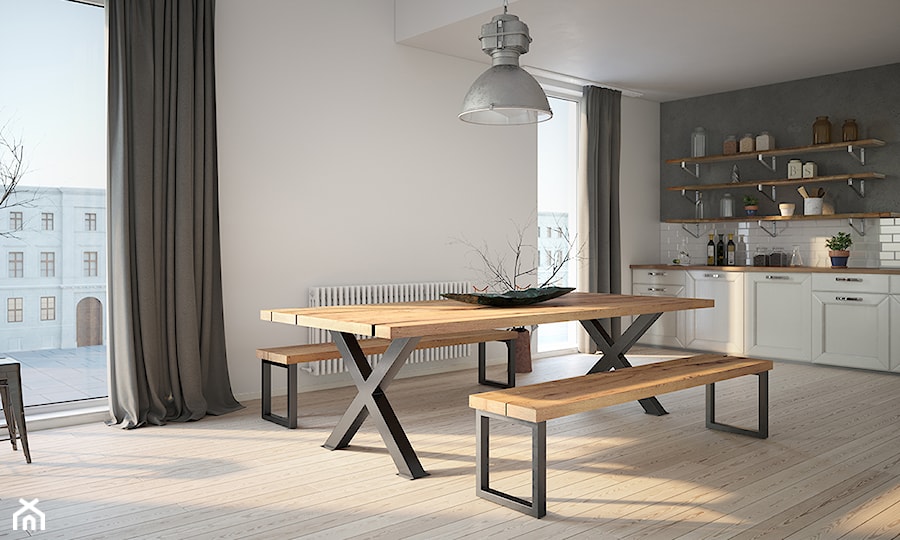 Aranżacje - Duża biała jadalnia w salonie w kuchni, styl minimalistyczny - zdjęcie od GTV