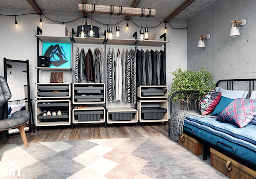 Garderoba - Średnia szara sypialnia, styl industrialny - zdjęcie od GTV