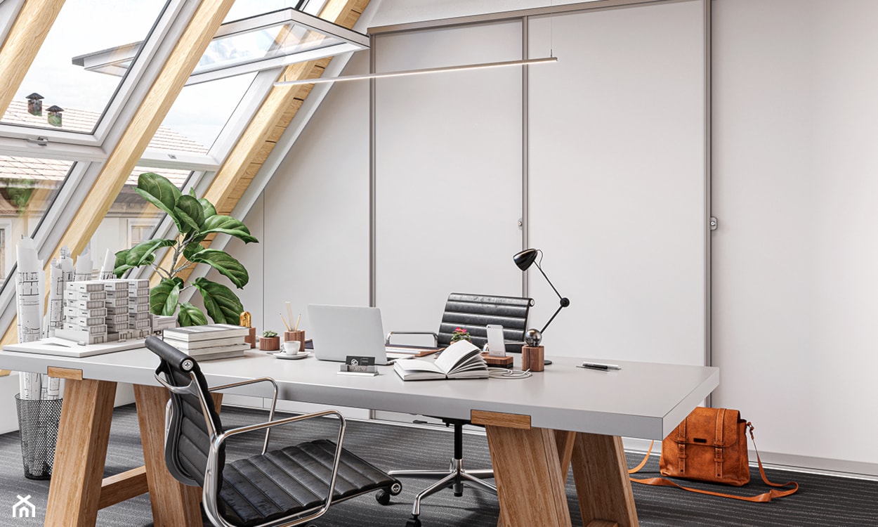 Aranżacje - Średnie w osobnym pomieszczeniu białe biuro, styl nowoczesny - zdjęcie od GTV - Homebook