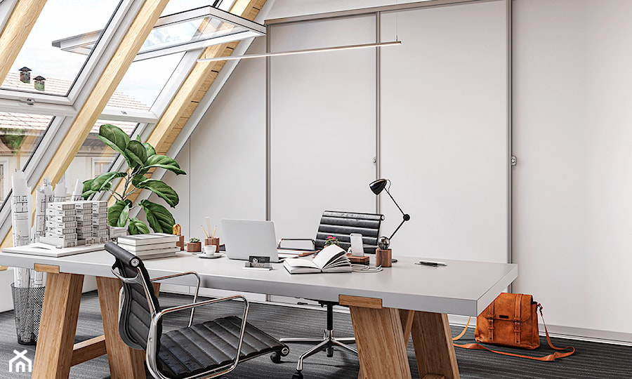 Aranżacje - Średnie w osobnym pomieszczeniu białe biuro, styl nowoczesny - zdjęcie od GTV
