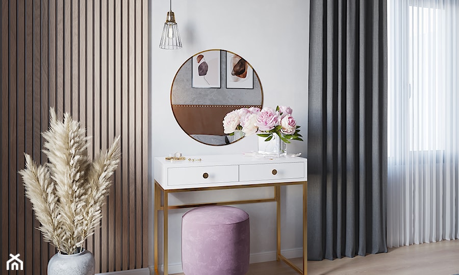 Aranżacje - Średnia biała szara sypialnia, styl glamour - zdjęcie od GTV