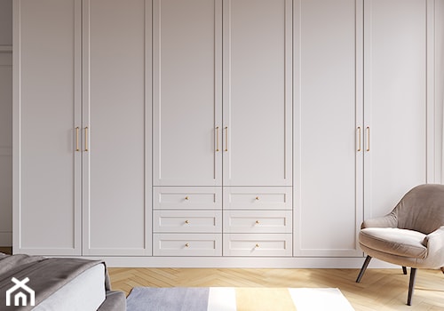Aranżacje - Duża biała sypialnia, styl glamour - zdjęcie od GTV