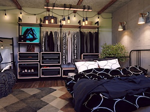 Garderoba - Średnia biała szara sypialnia, styl industrialny - zdjęcie od GTV