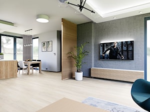 Parter domu w zabudowie bliźniaczej, Gdańsk Jasień - Salon, styl nowoczesny - zdjęcie od Studio Magda Projektuje