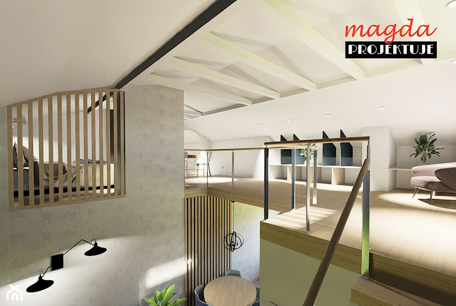 Mieszkanie z antresolą - Hol / przedpokój, styl nowoczesny - zdjęcie od Studio Magda Projektuje