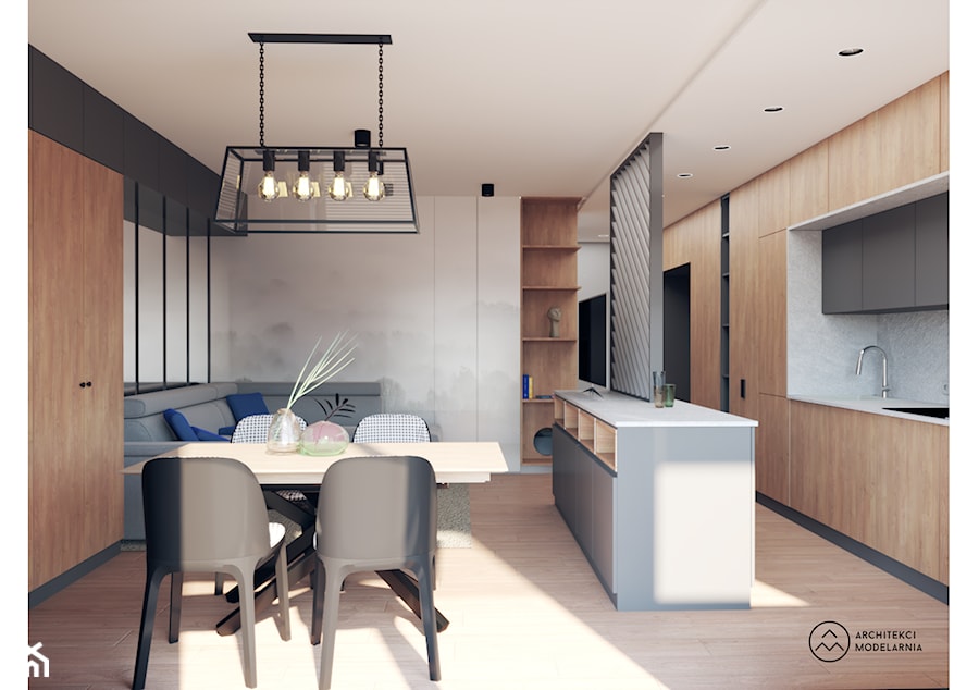 Mieszkanie soft-loft dla 2+1 - Salon, styl industrialny - zdjęcie od Architekci Modelarnia