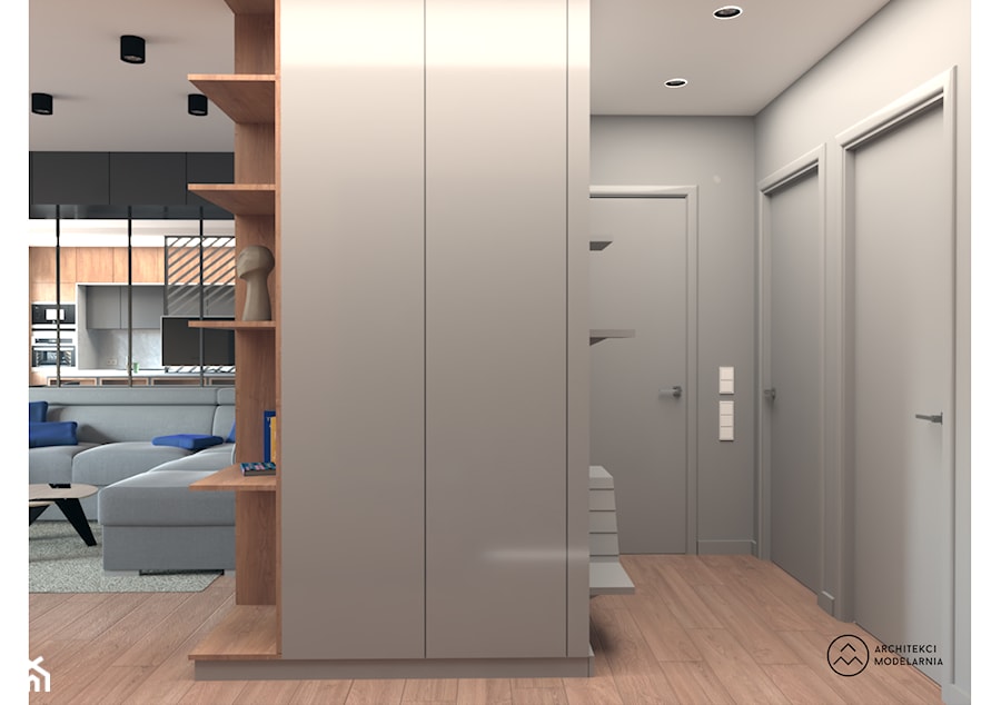 Mieszkanie soft-loft dla 2+1 - Hol / przedpokój, styl minimalistyczny - zdjęcie od Architekci Modelarnia