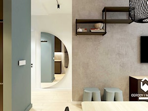 Widok na korytarz i betonową ścianę w salonie - zdjęcie od KAROLINA POPIEL - ARCHITEKTURA WNĘTRZ