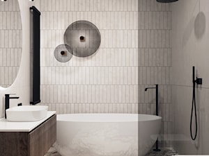 Łazienka z wanną wolnostojącą i prysznicem - zdjęcie od KAROLINA POPIEL - ARCHITEKTURA WNĘTRZ