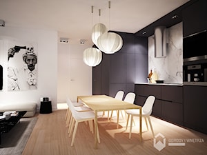 Średnia biała czarna jadalnia w kuchni, styl nowoczesny - zdjęcie od KAROLINA POPIEL - ARCHITEKTURA WNĘTRZ