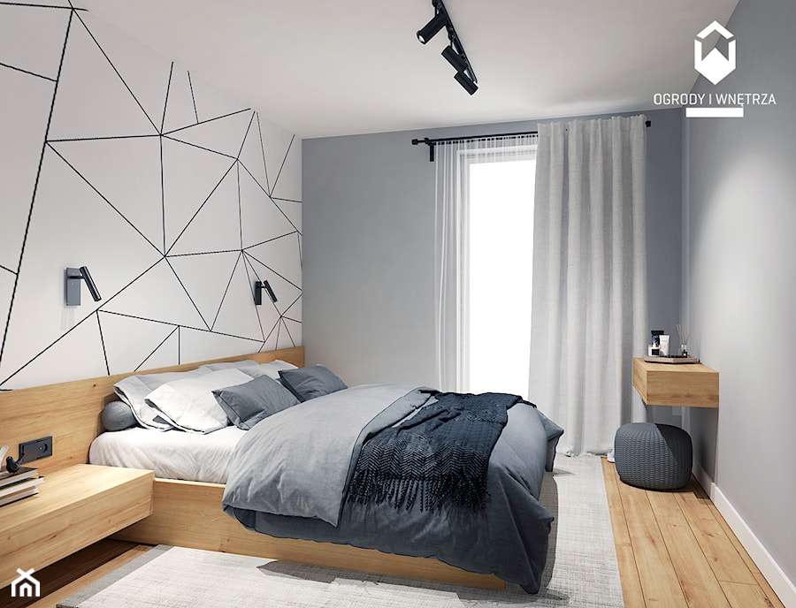 Mieszkanie w szarościach - Sypialnia, styl skandynawski - zdjęcie od KAROLINA POPIEL - ARCHITEKTURA WNĘTRZ