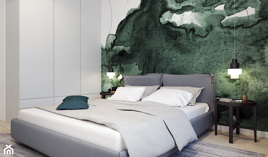 Elegancka sypialnia - Średnia szara sypialnia, styl nowoczesny - zdjęcie od KAROLINA POPIEL - ARCHITEKTURA WNĘTRZ