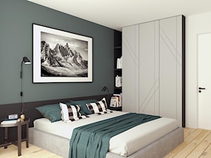 Mieszkanie na Zabłociu 2. - Średnia biała brązowa zielona sypialnia, styl nowoczesny - zdjęcie od KAROLINA POPIEL - ARCHITEKTURA WNĘTRZ