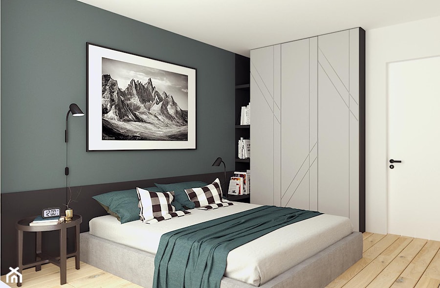 Mieszkanie na Zabłociu 2. - Średnia biała brązowa zielona sypialnia, styl nowoczesny - zdjęcie od KAROLINA POPIEL - ARCHITEKTURA WNĘTRZ