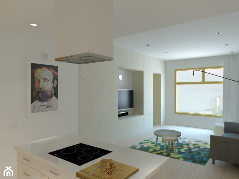 Projekt mieszkania dla dwojga - Salon, styl minimalistyczny - zdjęcie od KAROLINA POPIEL - ARCHITEKTURA WNĘTRZ