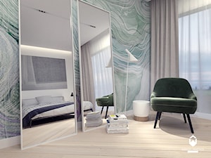 Mieszkanie w Centrum Krakowa - Średnia biała szara sypialnia, styl minimalistyczny - zdjęcie od KAROLINA POPIEL - ARCHITEKTURA WNĘTRZ
