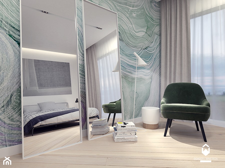 Mieszkanie w Centrum Krakowa - Średnia biała szara sypialnia, styl minimalistyczny - zdjęcie od KAROLINA POPIEL - ARCHITEKTURA WNĘTRZ