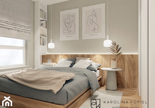 Sypialnia z dużą szafą - zdjęcie od KAROLINA POPIEL - ARCHITEKTURA WNĘTRZ