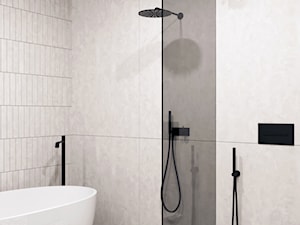 Łazienka z wanną wolnostojącą i prysznicem - zdjęcie od KAROLINA POPIEL - ARCHITEKTURA WNĘTRZ
