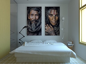 Projekt mieszkania dla dwojga - Sypialnia, styl minimalistyczny - zdjęcie od KAROLINA POPIEL - ARCHITEKTURA WNĘTRZ
