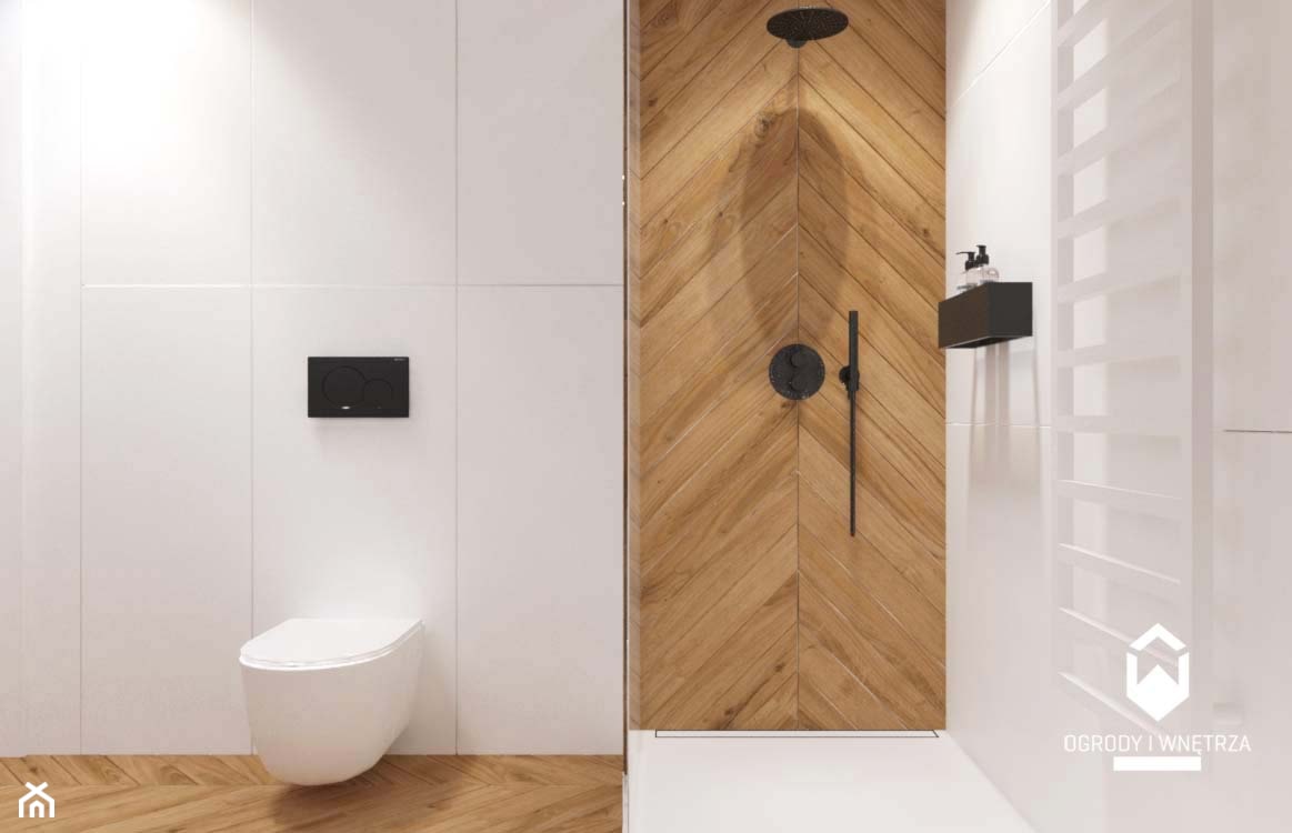 Duża łazienka na poddaszu z wanną i prysznicem - zdjęcie od KAROLINA POPIEL - ARCHITEKTURA WNĘTRZ - Homebook
