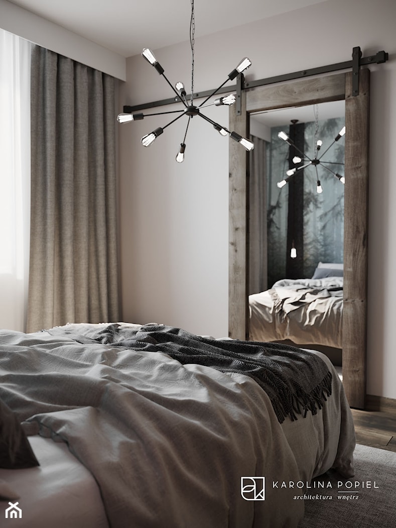 Mała sypialnia z fototapetą - zdjęcie od KAROLINA POPIEL - ARCHITEKTURA WNĘTRZ - Homebook