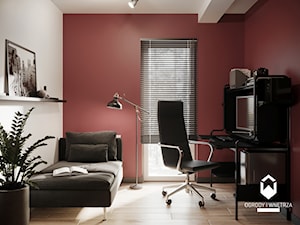 Pokój biurowy w bordowym kolorze - zdjęcie od KAROLINA POPIEL - ARCHITEKTURA WNĘTRZ