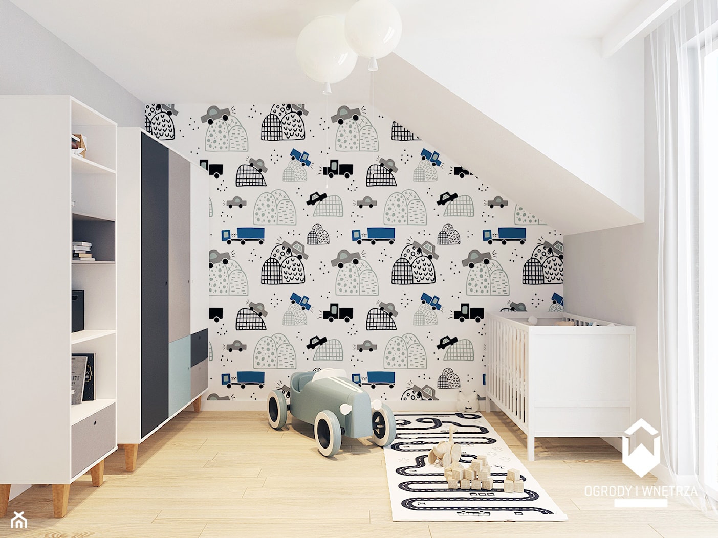 Dom pod Krakowem II - Średni biały szary pokój dziecka dla niemowlaka dla chłopca, styl skandynawski - zdjęcie od KAROLINA POPIEL - ARCHITEKTURA WNĘTRZ - Homebook