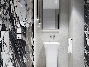 Elegancka łazienka z prysznicem walk-in i umywalką wolnostojącą - zdjęcie od KAROLINA POPIEL - ARCHITEKTURA WNĘTRZ