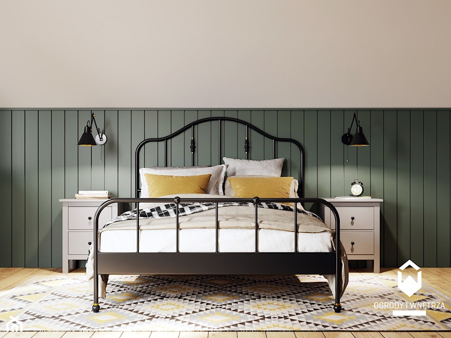 Duża sypialnia na poddaszu w stylu skandynawskim. - Sypialnia, styl rustykalny - zdjęcie od KAROLINA POPIEL - ARCHITEKTURA WNĘTRZ
