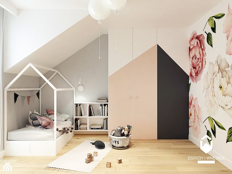 Dom pod Krakowem II - Średni biały szary pokój dziecka dla dziecka dla dziewczynki, styl skandynawski - zdjęcie od KAROLINA POPIEL - ARCHITEKTURA WNĘTRZ