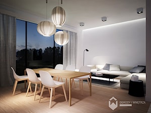 Średnia biała jadalnia w salonie, styl minimalistyczny - zdjęcie od KAROLINA POPIEL - ARCHITEKTURA WNĘTRZ