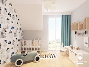 Dom pod Krakowem II - Średni biały szary pokój dziecka dla niemowlaka dla dziecka dla dziewczynki, styl skandynawski - zdjęcie od KAROLINA POPIEL - ARCHITEKTURA WNĘTRZ