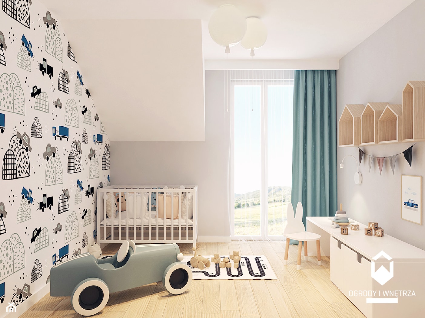 Dom pod Krakowem II - Średni biały szary pokój dziecka dla niemowlaka dla dziecka dla dziewczynki, styl skandynawski - zdjęcie od KAROLINA POPIEL - ARCHITEKTURA WNĘTRZ - Homebook