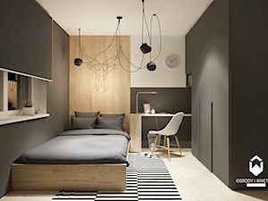 Remont mieszkania w starym budownictwie - Średni biały czarny pokój dziecka dla nastolatka dla chłopca, styl skandynawski - zdjęcie od KAROLINA POPIEL - ARCHITEKTURA WNĘTRZ