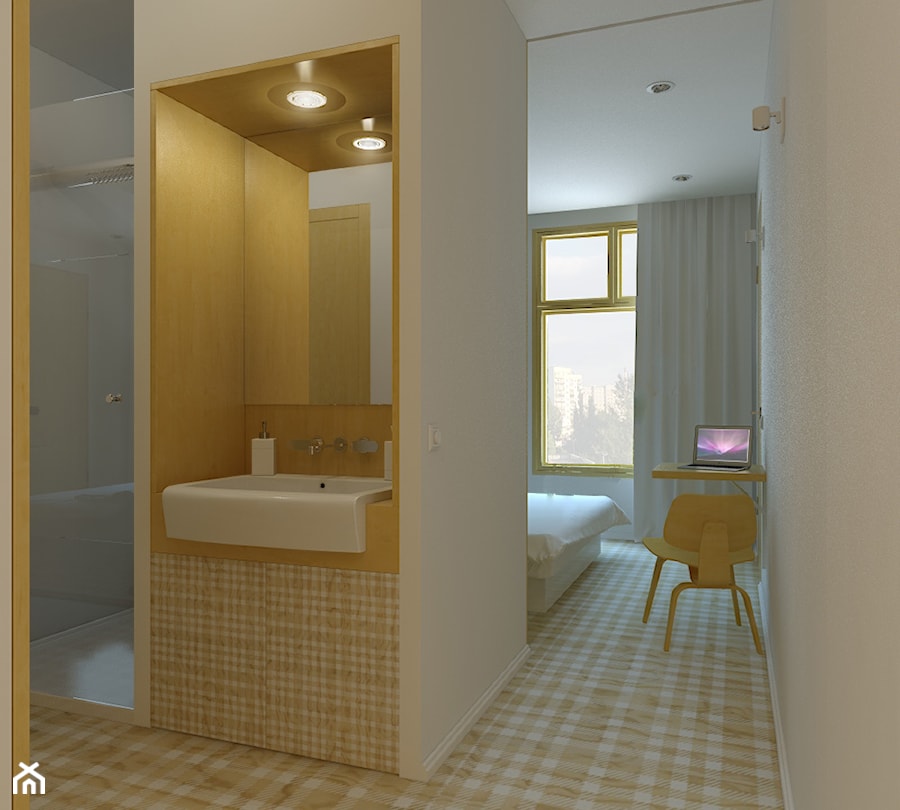 Projekt mieszkania dla dwojga - Łazienka, styl minimalistyczny - zdjęcie od KAROLINA POPIEL - ARCHITEKTURA WNĘTRZ