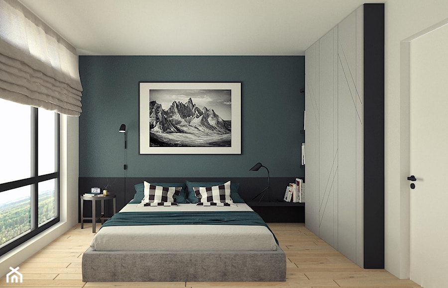 Mieszkanie na Zabłociu 2. - Średnia biała zielona sypialnia, styl nowoczesny - zdjęcie od KAROLINA POPIEL - ARCHITEKTURA WNĘTRZ
