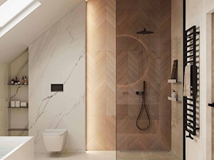 Duża łazienka na poddaszu z prysznicem i wanną - zdjęcie od KAROLINA POPIEL - ARCHITEKTURA WNĘTRZ