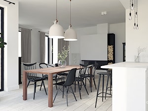 Dom pod Tarnowem - Mały biały salon z kuchnią z jadalnią, styl skandynawski - zdjęcie od KAROLINA POPIEL - ARCHITEKTURA WNĘTRZ